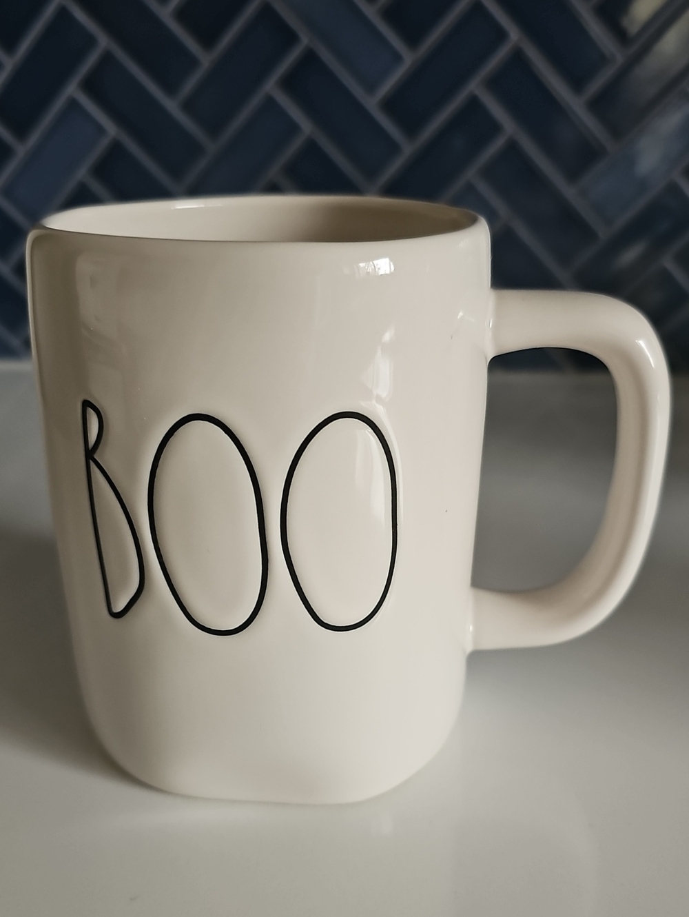 Rae Dunn White 'BOO' Ceramic Mug - Stylish Halloween Coffee Mug NWT